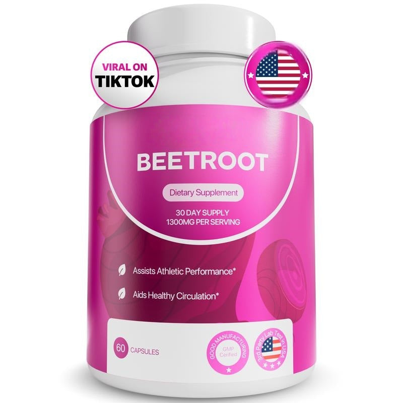 Organic Beetroot Capsules (1300mg) for Blood Flow & Heart Health